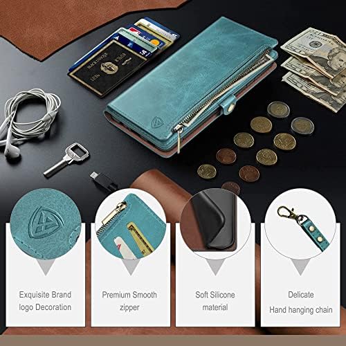 XcaseBar за iPhone 7 Plus/8 Plus 5,5 Чанта-портфейл с цип 【Заключване RFID】 Титуляр за кредитни карти, флип-за награда-книга Калъф за телефон от изкуствена кожа, устойчив на удари к