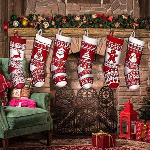 TURNMEON 6 X 18 Големи Коледни Чорапи, Бижута Персонализирани Окачен Отглеждане Вязаный Забавен Дядо коледа,