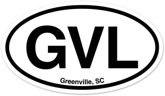 GVL Greenville, SC Южна Каролина Овални Стикер за автомобил На закрито и на открито 5 x 3