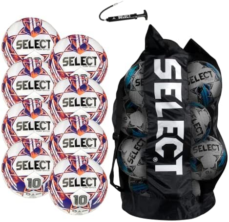 Футболна топка Select Numero 10 Match Turf, 8 комплекти с чанта за игра на топка и помпа, Бяла V23, Размер 5