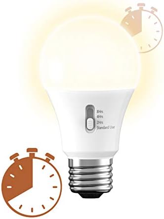 Led лампи на GE Lighting LED + Таймер с вграден автоматичен таймер, Нежно-бяло, A19 (опаковка от 4)
