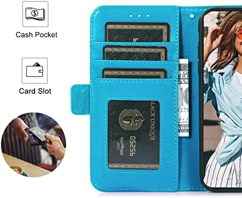 Чанта-портфейл Amnirk за iPhone 11, Чанта-портфейл Премиум-клас с панти капак, [Каишка за китката] [3 слота], Джоб за карти за iPhone 11 (синьо-1)