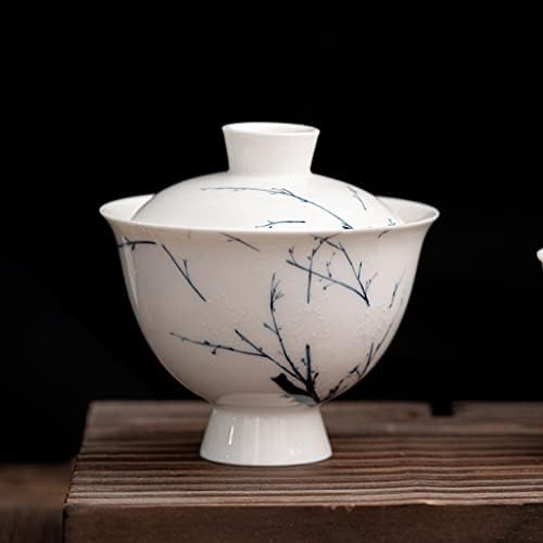 ZLXDP 130 мл, Ръчно Рисувани Цветя Сливи Художествена Керамика Чаена супа от супник С Капак на Купата За Един