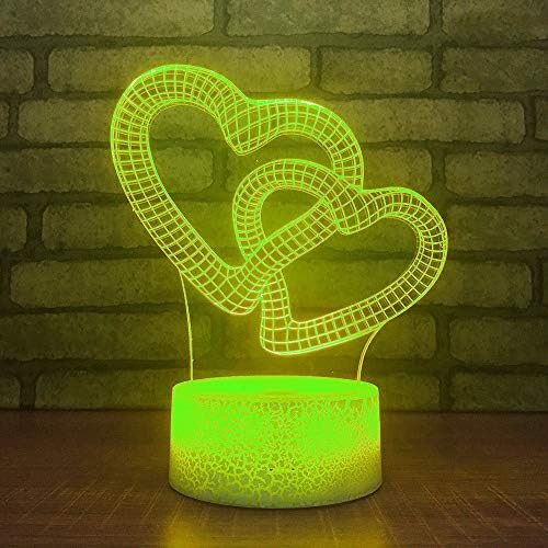 Jinnwell 3D Love Heart Night Light Лампата Илюзията за Нощна Светлина В 7 Цвята, което променя Сензорен Прекъсвач, Настолни Лампи за Маса Декорация, Подарък с Акрилни плосък КОРЕМ-?