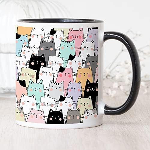 YouNique Designs Cat Coffee Mugs – Преносим Кафеена Чаша 11 грама, Котешки Чаши за Любителите на Котки, Подаръци
