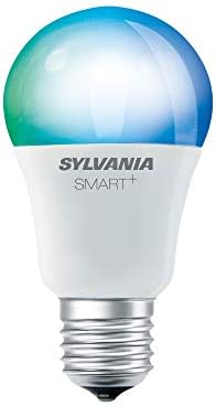 Пълноцветен и адаптивни led лампа SYLVANIA SMART + Bluetooth бял цвят A19 с регулируема яркост, съвместима с Алекса, Apple HomeKit и Google Assistant, 1 опаковка