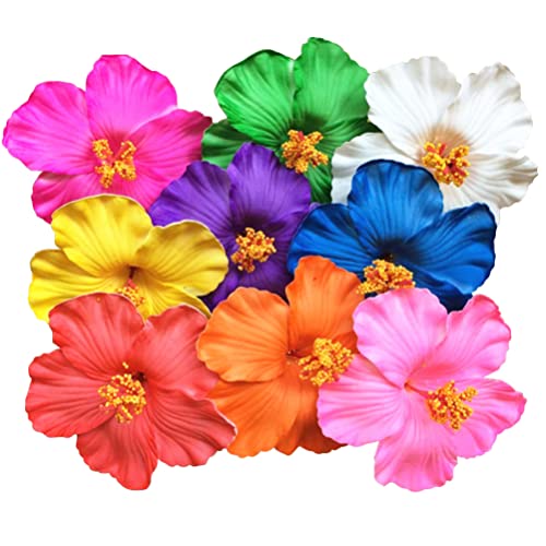 Lurrose 9 бр Хавайски Цветя Шнола за Коса, Шнола за коса с Гибискусом, Плажни Щипки за Коса, Хавайски Аксесоари