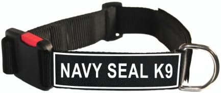 Найлонов външен нашийник за кучета Dean & Tyler с ивици Navy Seal K9, Малък, подходящ за врата с дължина от 18 до 21 инча