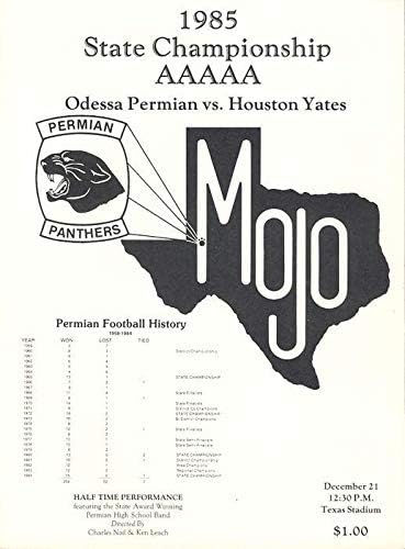 1985 5A Програма на шампионата на щата Перм срещу Йейтс - Програма колежи