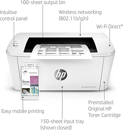 HP Laserjet Pro M15 w Однофункциональный безжичен монохромен лазерен принтер за офиса - само печат - 19 стр./мин.,