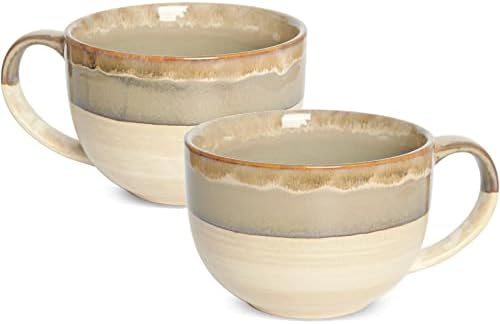 Набор от кафе на steins Bosmarlin Ceramic Jumbo обем 2, 23 унции, Големи Суповые чаши с дръжки, Може да се мие