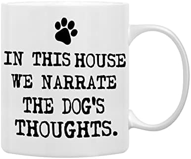 QASHWEY В Тази къща Разказваме Мисли Кучето Чаши за Кафе Чаша, Коледни Подаръци за Рожден Ден за Любителите