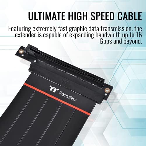 Високоскоростен гъвкав Удължител Thermaltake TT Premium PCI-E 4.0 Странично Кабел 300 мм с 90-градусным адаптер