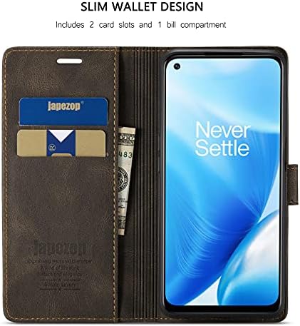 калъф japezop OnePlus Nord N200 5G, една Чанта-портфейл OnePlus Nord N200 5G с [RFID заключване], Държач за карти, Магнитна стойка, Кожен калъф-портфейл с панти капак за OnePlus Nord N200 5G 6,49 инча (К?