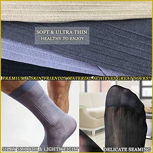 Uaussi 10 Чифта мъжки ултра тънки Чорапи под Рокля, Копринени Прозрачни Бизнес Чорапи, Меки Найлонови Работни
