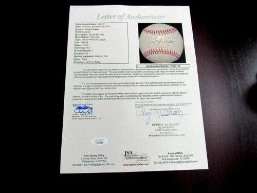 Kirby Puckett Wsc Minnesota Twins Копито Подписа Auto Ретро Бейзбол Oal Jsa Loa - Бейзболни Топки с Автографи