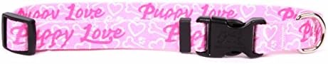 Нашийник за кучета Yellow Dog Design Puppy Love Pink, X-Small, ширина 3/8 инча, подходящ за размери за врата