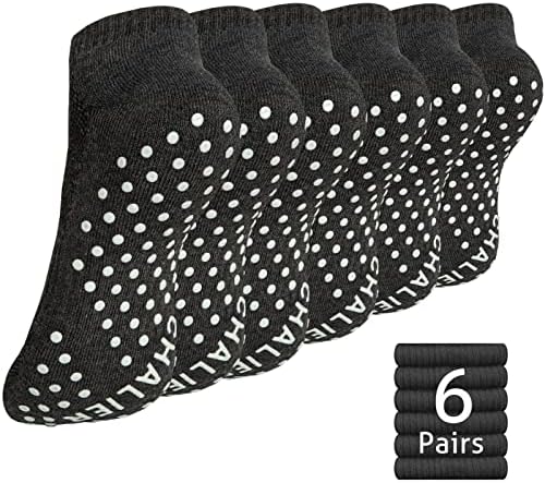 Chalier Модни Нескользящие Чорапи за Йога за Жени, 6 Чифта Чорапи за Пилатес с ниско деколте по Щиколотку, с