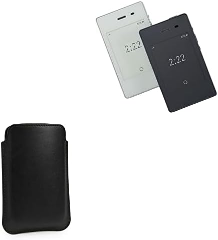 Калъф BoxWave, който е Съвместим с Light Phone II (калъф от BoxWave) - Калъф от естествена кожа, Тънък Луксозен Лек джоб от естествена кожа за Light Phone II - Black Nero