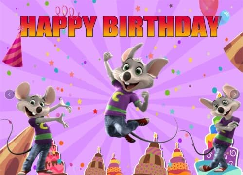 Честит рожден ден Чък E Cheese Украса на Парти Банер 7x5ft Мишката Сирене Банер на Първия Рожден Ден за Децата
