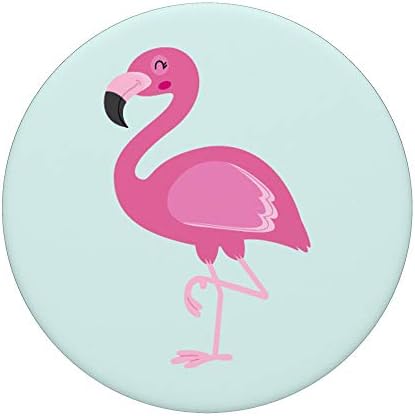 Забавно Сладко домашни Фламинго на син фон PopSockets PopGrip: Замяна дръжка за телефони и таблети