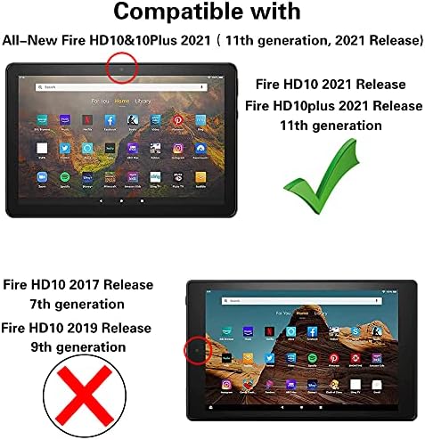 Калъф FANRTE за чисто нови таблети Fire HD 10 и Fire HD 10 Plus (10.1 инча, 11-то поколение, випуск 2021 година), лека тънка смарт-поставка от изкуствена кожа премиум-клас с функция за ав?