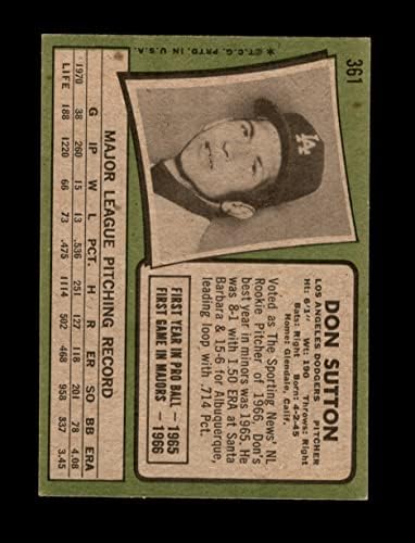 1971 Topps # 361 Дон Сътън Лос Анджелис Доджърс (Бейзбол карта) EX/MT Dodgers