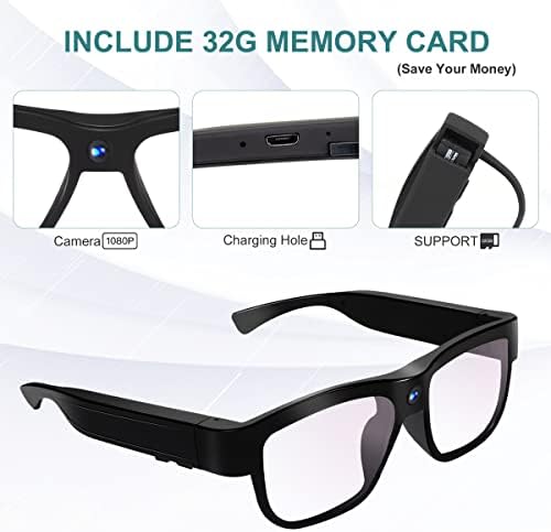 Очила за Видеокамера ISCREM Smart Eye Glasses 1080P HD видео Запис, Носимые Екшън-Камера за Шофиране, Каране