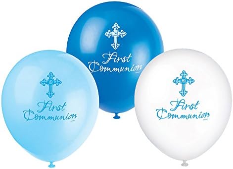 Уникални Латексови балони за Причастие с Сияещ Кръст от 12 инча, Синьо
