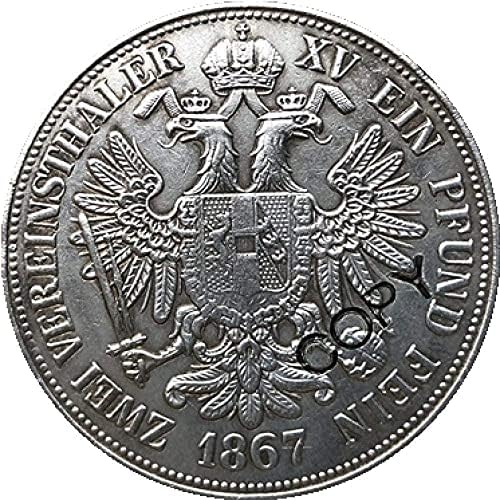 1867 Австрия 3 1/2 Монети Гулдена Копие 41 ММ Копие Подарък за Него