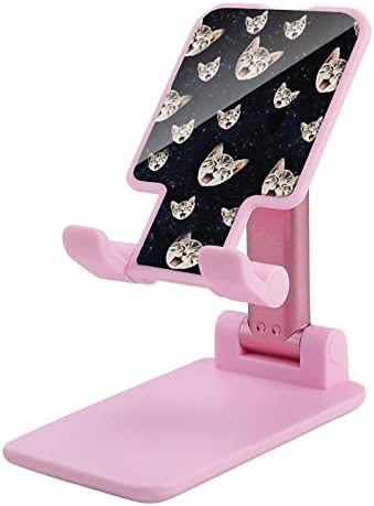 Котка на Звездното Небе Регулируема Поставка за Мобилен Телефон Сгъваеми Преносими стойка за Таблети за Офис Пътуване Селска Къща в Розово Стил