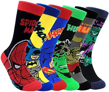 Чорапи Marvel Отмъстителите Мъжки 6 Двойки, Готин Герой, Забавна Новост, Чорапи За екипажа, Сватбени Чорапи