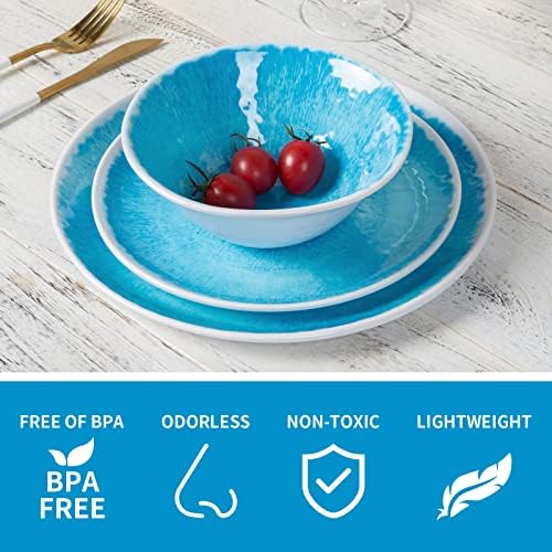 6 бр. сини заведения за хранене чинии, определени многократно чинии 11 инча, могат да се мият в съдомиялна машина,