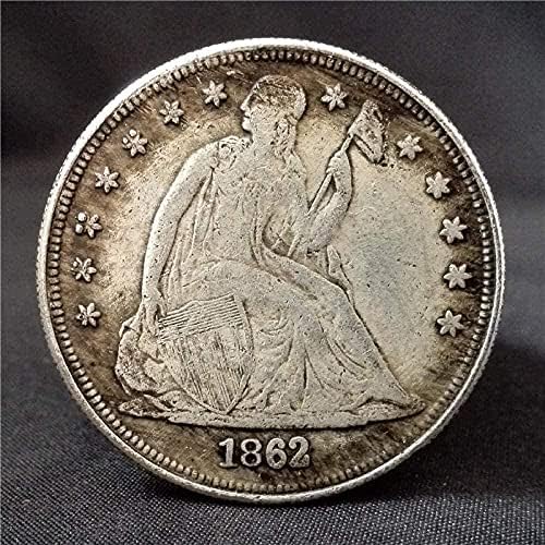 Съединените Щати 1862 Статуята на Свободата Орел Океана Древна Сребърна Монета Сребърен долар Възпоменателна