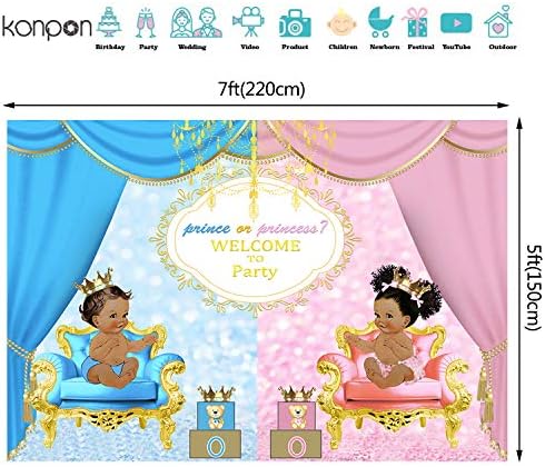 7x5ft Принц или Принцеса Royal Floor Разкрие Вечерни Фонове, за Снимки Унисекс Детски душ Розово или Синьо Завеса