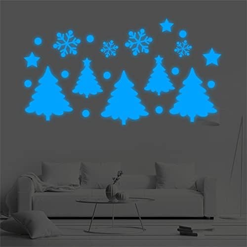 CANAFA Коледна Светещо Коледно Дърво, Стикери за стена под формата на Снежинки, Хол, Спалня, Украса на Детската стая, Стикери За стена, Стикери за стена, Хол (Син, един ра