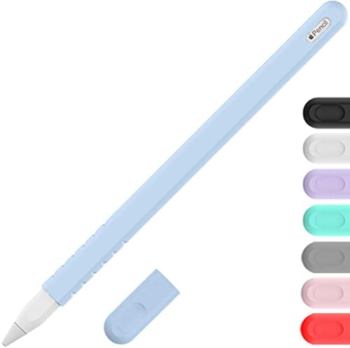 Калъф YINVA, съвместим с Apple Pencil 2-ро поколение, аксесоари за своята практика Grip Skin, който е Съвместим с iPad Pencil 2-ро поколение с капачка за върха (син)