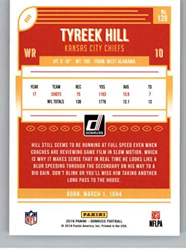 2018 Donruss Football #139 Тайрик Хил Канзас Сити Шефове Официалната търговска картичка NFL