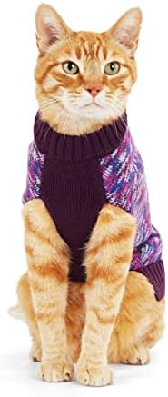 Пуловер Youly с котка цвят Бордо, Голям/X-Large