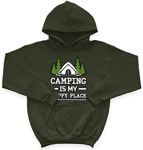 Camping is My Happy Place Детска hoody с качулка от порести руно - Forest Kids' Hoodie - Художествена hoody