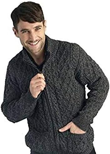 Пуловер Aran от Мека ирландската вълна, Мериносова с цип от West End Knitwear