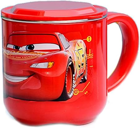 Ежедневните изкушения Disney Cars Lightning McQueen ABS Чаша от Неръждаема Стомана с капак, 250 мл, Червен