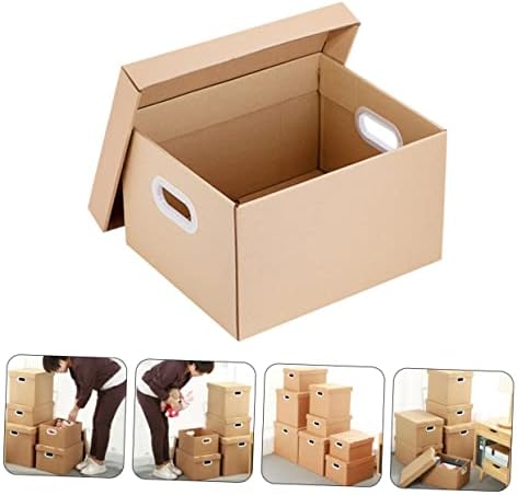 STOBOK Картонена Кутия Контейнер за Съхранение на Файлове с Капак Органайзер за Канцеларски Материали Подарък