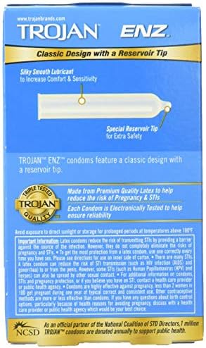 Латексови презервативи Trojan ENZ Premium Lubricant - 12 карата, опаковки от 3