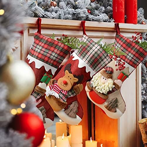 Коледна украса, Подаръци чорапи с шоколадови Бонбони, Персонални Чорапи за Камината, 3D Плюшена Коледна Украса