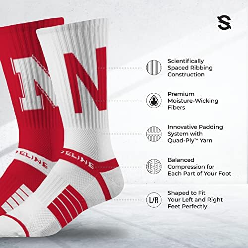 Мъжки плетени чорапи за екипажа на премиум-клас Strideline NCAA-Home & Away 2 Опаковки-Един размер Подходящ за повечето