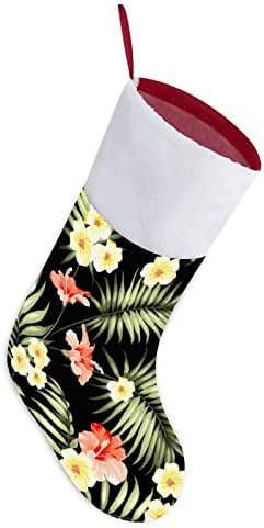 Хавайски Цвете Хибискус Коледен Отглеждане Окачени Чорапи С Принтом Коледно Дърво Украса За Камината