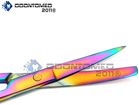 OdontoMed2011 Multi Titanium Color Rainbow Операционни Ножици Остри / Тъпи 5,5 Извити Ножици Цветове на Дъгата