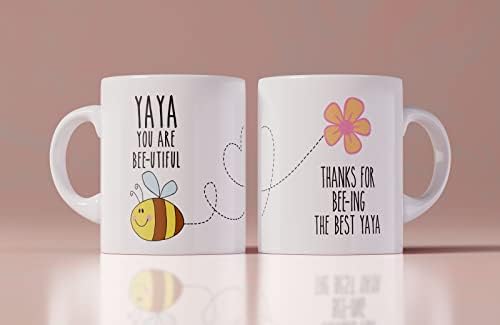 Yaya You Are Bee-Полезно Красиво Персонализирани съобщения С Хубава Илюстрация на Пчелите, Кафеена Чаша, Подарък За майка, Подарък за Yaya, Подарък за Фен на пчелите 15 грама