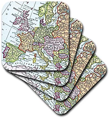 3dRose CST_112938_4 Реколта Европейската карта на Западна Европа-Великобритания, Франция, Испания, Италия и